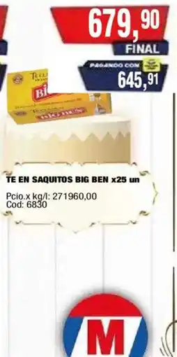 Maxiconsumo Big ben te en saquitos oferta