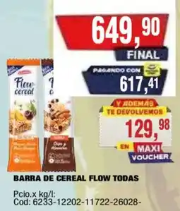 Maxiconsumo Flow cereal barra de cereal flow todas oferta