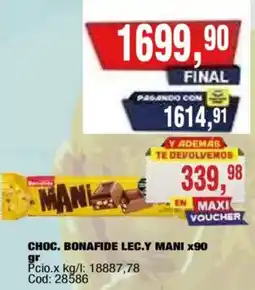 Maxiconsumo Bonafide chocolate leche y maní oferta