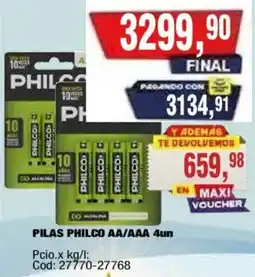 Maxiconsumo Philco pilas aa/aaa oferta
