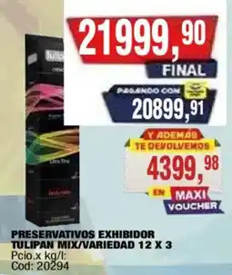 Maxiconsumo Tulipan preservativos exhibidor oferta