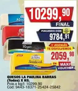 Maxiconsumo La paulina quesos barras oferta