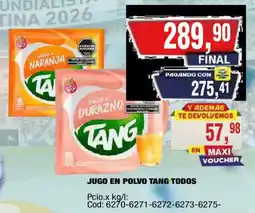 Maxiconsumo Tang jugo en polvo todos oferta