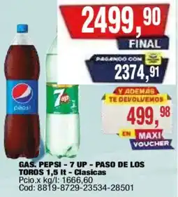 Maxiconsumo Pepsi 7 Up - Paso de los Toros 1,5 lt - Clasicas oferta