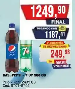 Maxiconsumo Pepsi 7 up 500 cc oferta