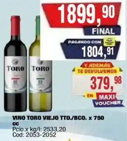 Maxiconsumo Toro vino viejo tto/bco oferta