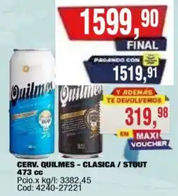 Maxiconsumo Quilmes cerv. clasica / stout oferta