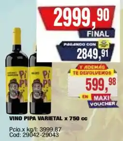 Maxiconsumo Vino pipa varietal oferta