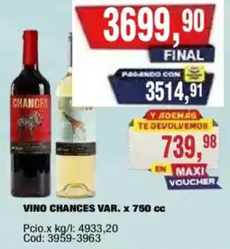 Maxiconsumo Chances vino var. oferta