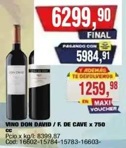 Maxiconsumo Don david vino oferta