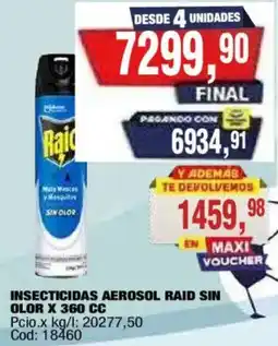 Maxiconsumo Raid insecticidas aerosol sin olor oferta
