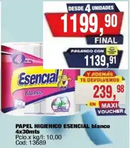 Maxiconsumo Esencial papel higienico blanco oferta