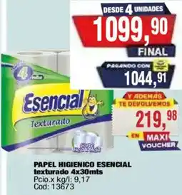Maxiconsumo Esencial papel higienico texturado oferta