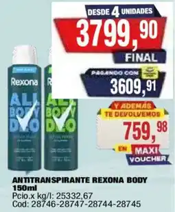 Maxiconsumo Rexona antitranspirante body oferta