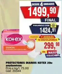 Maxiconsumo Kotex protectores diarios anatomicos oferta