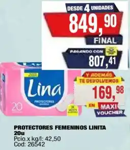 Maxiconsumo Lina protectores femeninos oferta