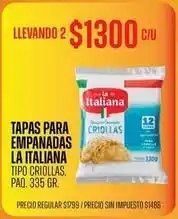 Supermercados Vea La italiana tapas para empanadas tipo criollas oferta