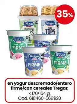 Coto Tregar yogur descremado/entero firme/con cereales oferta