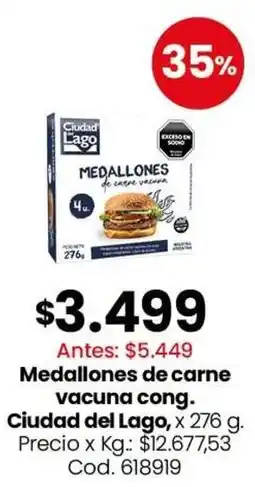 Coto Ciudad del Lago medallones de carne vacuna congelada oferta