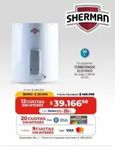 Cooperativa Obrera Sherman termotanque electrico oferta