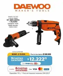 Cooperativa Obrera Daewoo kit amoladora y taladro oferta