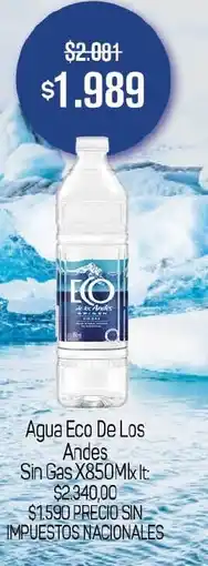 Makro Eco de los andes agua sin gas oferta
