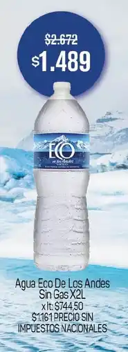 Makro Eco de los andes agua sin gas oferta