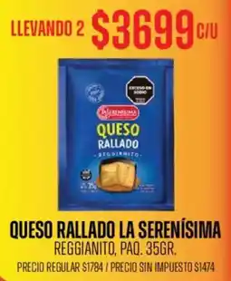 Supermercados Vea La serenísima queso rallado reggianito, paq. oferta