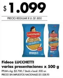 Disco Lucchetti fideos varias presentaciones oferta