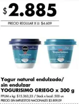 Disco Yogurisimo griego yogur natural endulzado/ sin endulzar oferta