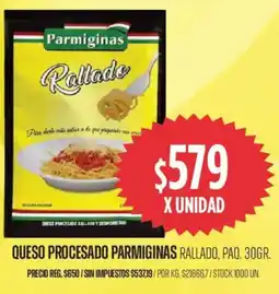 Supermercados Vea Parmiginas rallado queso procesado paq. oferta
