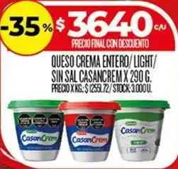Supermercados DIA Casancrem - queso crema entero/light/sin sal oferta