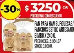 Supermercados DIA Bimbo - pan para hamburguesas/ panchos estilo artesano oferta