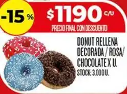 Supermercados DIA Donut rellena decorada / rosa/ chocolatex u oferta