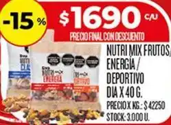 Supermercados DIA Nutri mix frutos energia deportivo dia oferta