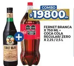 Supermercados DIA Coca cola - fernet branca x 750 ml + coca cola regular/zero x 2,25/2,5 l oferta