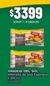Diarco Granja del sol - milanesa de soja espinaca x 330 gr. cód:23319 oferta