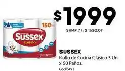 Diarco Sussex - rollo de cocina clásico 3 un. x 50 paños. cód:6491 oferta