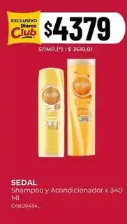 Diarco Sedal - shampoo y acondicionador x 340 ml. cod20434 oferta