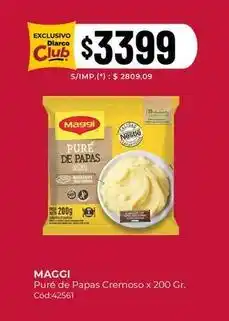 Diarco Maggi - puré de papas cremoso x 200 gr. cód:42561 oferta