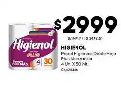 Diarco Higienol - papel higi0990enico doble hoja plus manzanilla 4 un. x 30 mt oferta