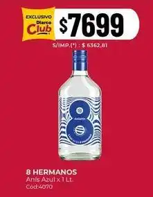 Diarco 8 hermanos - 8 hermanos anís azul x 1 lt. cód: 4070 oferta