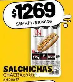 Diarco Salchichas chacra x 6 un oferta