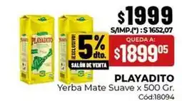Diarco Playadito - yerba mate suave x 500 gr. cód:18094 oferta
