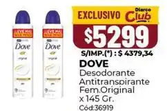 Diarco Dove - desodorante antitranspirante fem.original x 145 gr. cód:36919 oferta