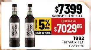 Diarco 1882 - fernet x 1 lt. cód:8670 oferta
