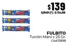 Diarco Fulbito turrón maní x 25 gr. cód:13898 oferta