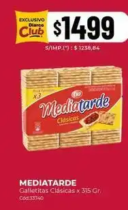 Diarco Galletitas clásicas x 315 gr. cód:33740 oferta