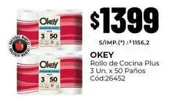 Diarco Okey - rollo de cocina plus 3 un. x 50 paños cód:26452 oferta