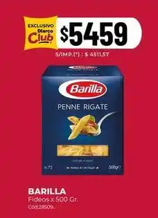 Diarco Barilla - fideos penne rigate oferta
